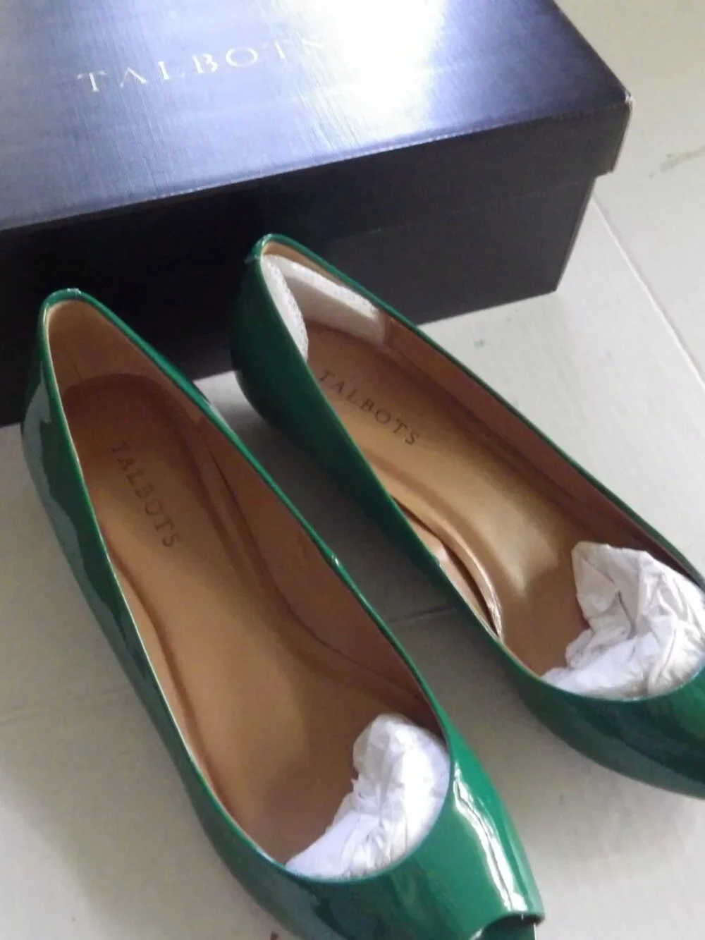 Talbots Tiffy48 Cucumber (Green) Patent Wedge/ Open Toe/ 1.5